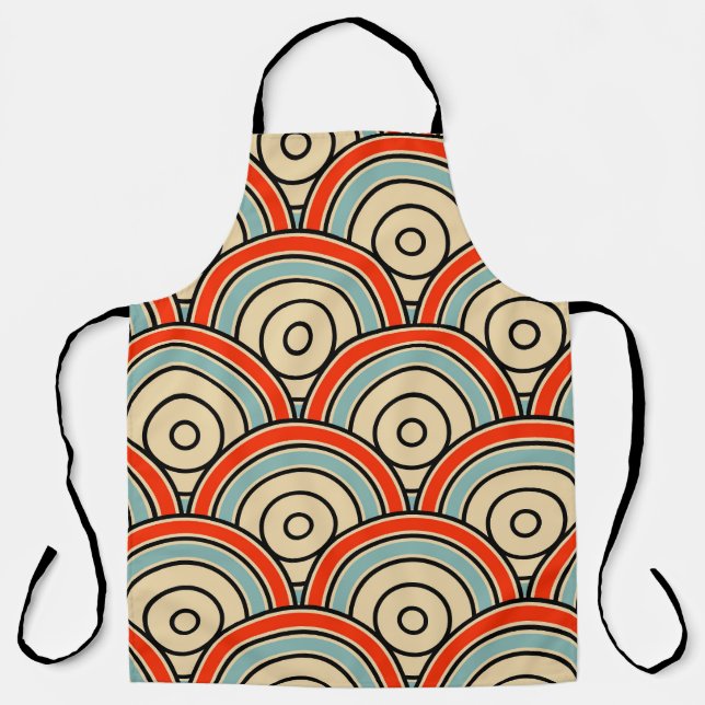 Asian Scales Waves Ivory Pattern Apron (Front)