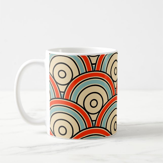 Asian Scales Waves Ivory Pattern Coffee Mug (Left)
