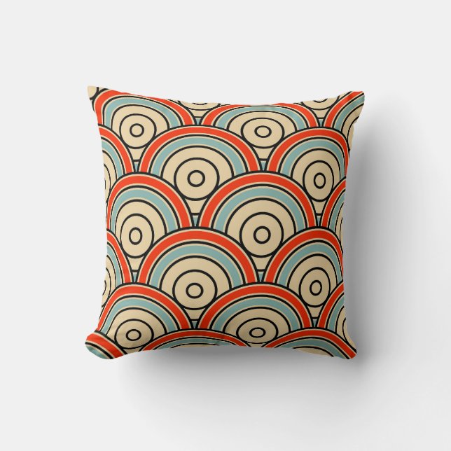 Asian Scales Waves Ivory Pattern Cushion (Front)