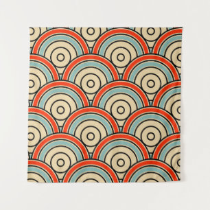 Asian Scales Waves Ivory Pattern Tapestry