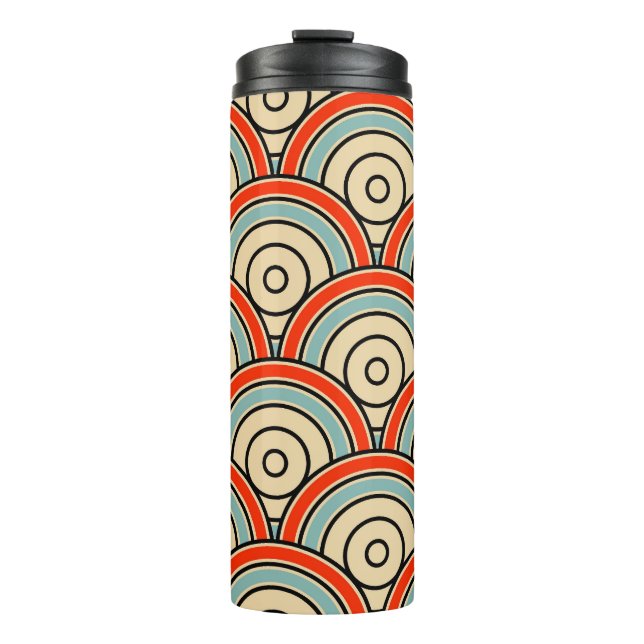 Asian Scales Waves Ivory Pattern Thermal Tumbler (Front)
