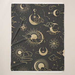 asian seamless pattern with clouds moon sun stars sherpa blanket