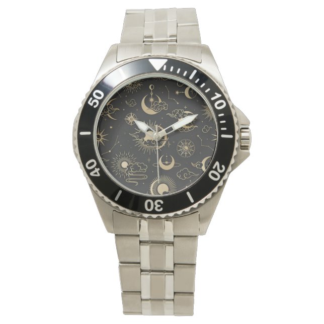 asian seamless pattern with clouds moon sun stars watch (Front)
