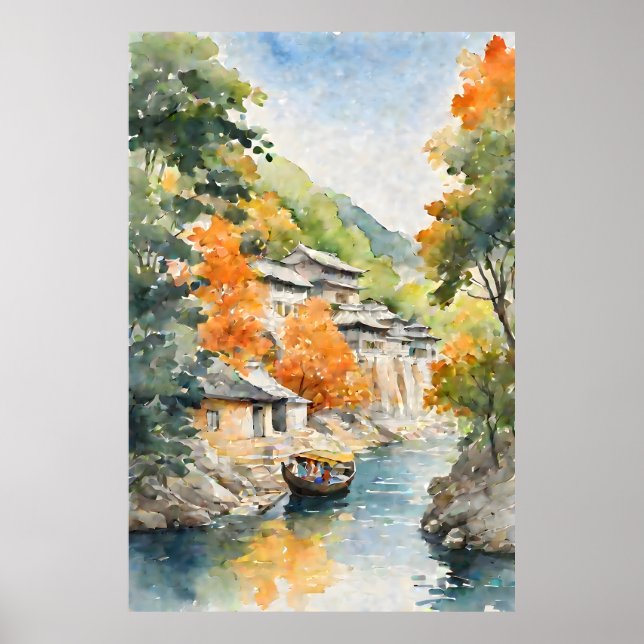 Asian Shoreline Village Poster (Front)