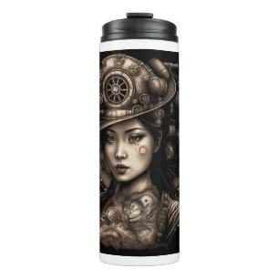 Asian Steampunk Woman Thermal Tumbler 