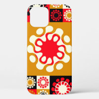 asian style ethnic mosaic with stylised flowers in