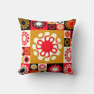 asian style ethnic mosaic with stylised flowers in cushion