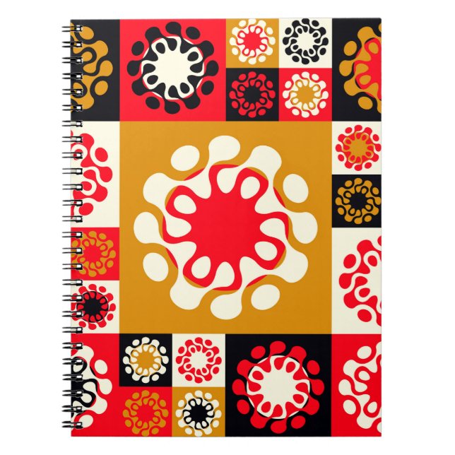asian style ethnic mosaic with stylised flowers in notebook (Front)
