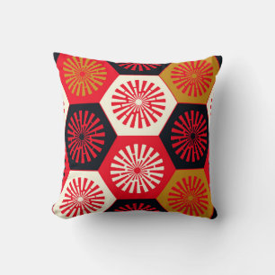 Asian Style Floral Hexagonal Pattern Cushion