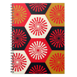 Asian Style Floral Hexagonal Pattern Notebook