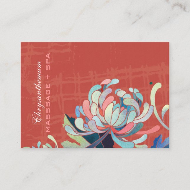 Asian Style Mum Red Business Appointment Card (Front)