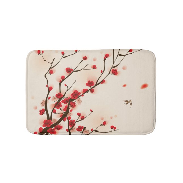 Asian Style Painting, Plum Blossom in Spring Bath Mat (Front)