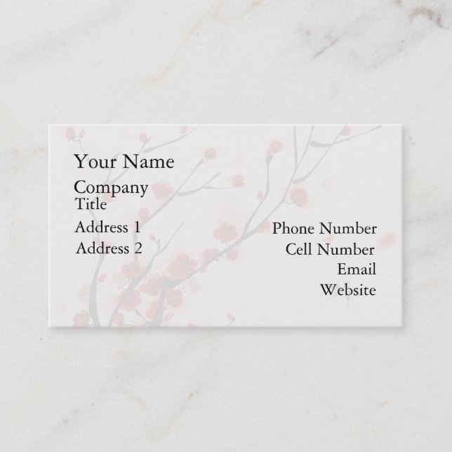 Asian Style Painting, Plum Blossom in Spring Business Card (Front)