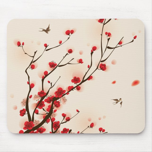 Asian Style Painting Plum Blossom in Spring Mouse Pad (Front)
