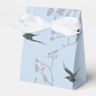 Asian Style Pink Lilies and Roses on Blue Favour Box