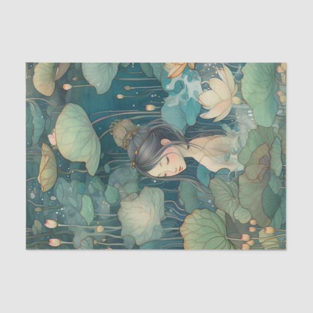 Asian Style Water Lilies Tissue Paper (Front)
