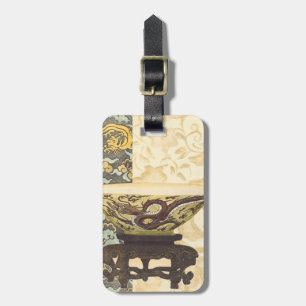 Asian Tapestry with Bowl and Dragon Design Luggage Tag