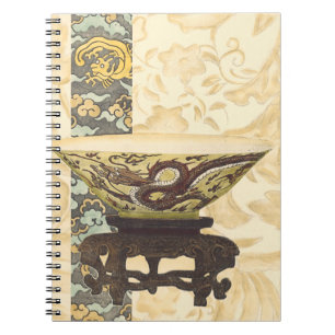 Asian Tapestry with Bowl and Dragon Design Notebook