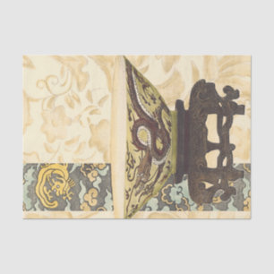 Asian Tapestry with Bowl and Dragon Design Tissue Paper