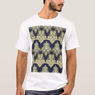 Asian Textile: Floral Paisley Illustration T-Shirt
