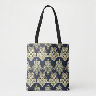 Asian Textile: Floral Paisley Illustration Tote Bag