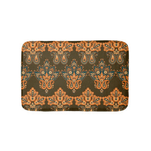 Asian Textile Paisley: Floral Vintage Illustration Bath Mat