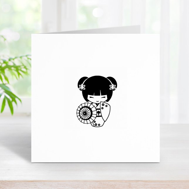 Asian Umbrella Geisha Girl in Kimono 2 Rubber Stamp (Creator Uploaded)