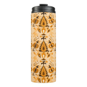 Asian vintage wallpaper seamless ornament flowers thermal tumbler
