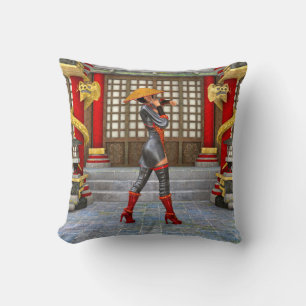 Asian Warrior Maiden Fantasy Samurai Artwork Cushion