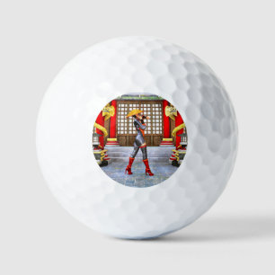 Asian Warrior Maiden Fantasy Samurai Artwork Golf Balls