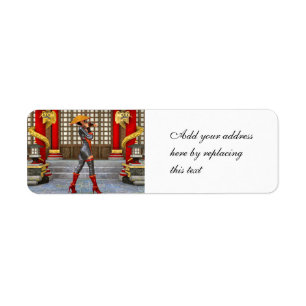 Asian Warrior Maiden Return Address Label