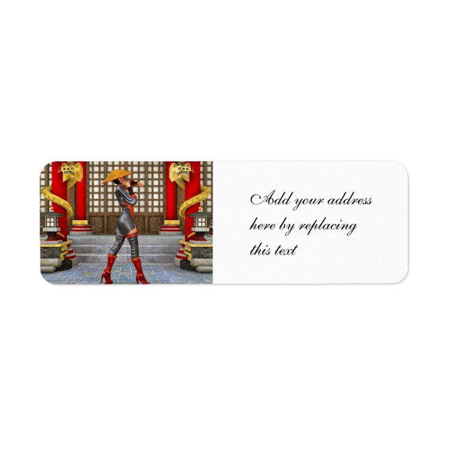 Asian Warrior Maiden Return Address Label (Front)