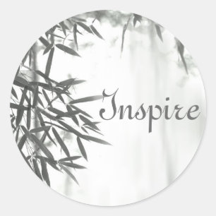 Asian wash painting style (sumi-e) style bamboo classic round sticker