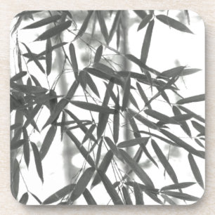 Asian wash painting style (sumi-e) style bamboo coaster