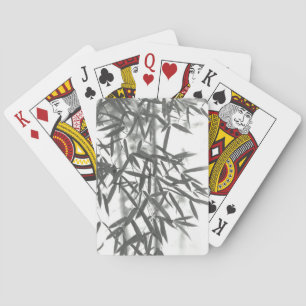 Asian wash painting style (sumi-e) style bamboo playing cards