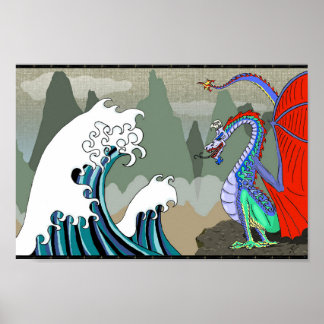 Asian Water Dragon 12 x 8 Poster