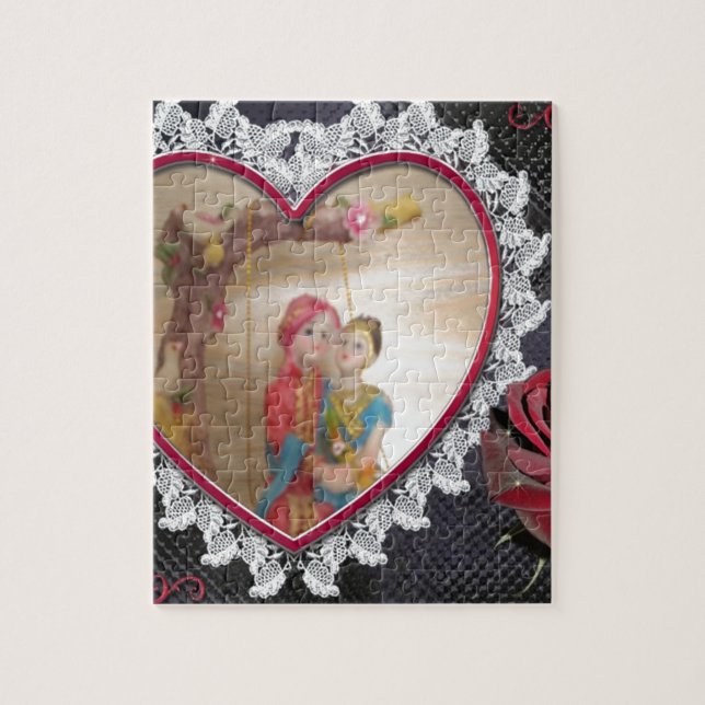 Asian Wedding Couple on Heart Swing Art Print/ Jigsaw Puzzle (Vertical)