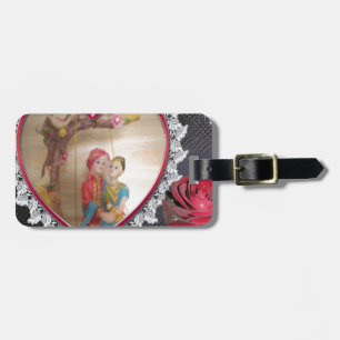 Asian Wedding Couple on Heart Swing Art Print/ Luggage Tag
