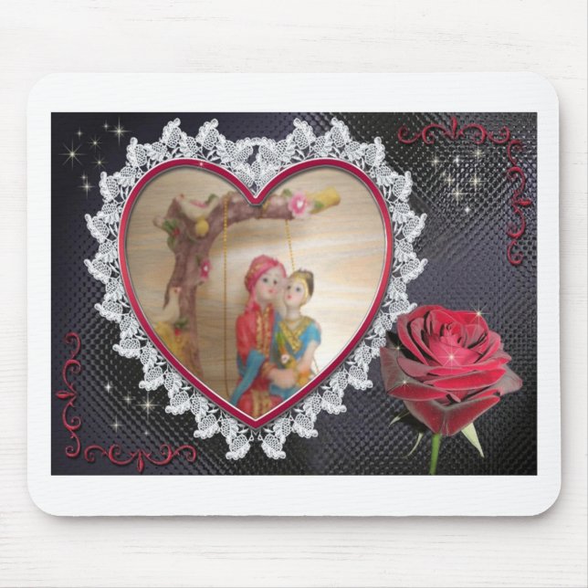 Asian Wedding Couple on Heart Swing Art Print/ Mouse Pad (Front)