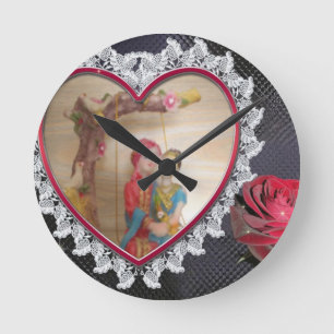 Asian Wedding Couple on Heart Swing Art Print/ Round Clock