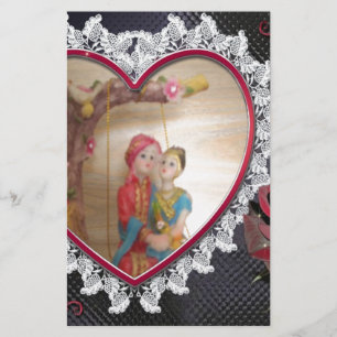 Asian Wedding Couple on Heart Swing Art Print/ Stationery