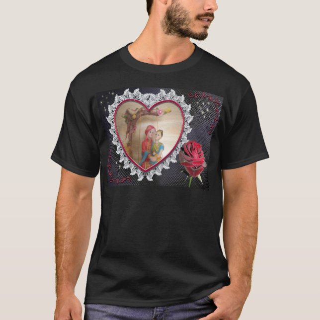 Asian Wedding Couple on Heart Swing Art Print/ T-Shirt (Front)