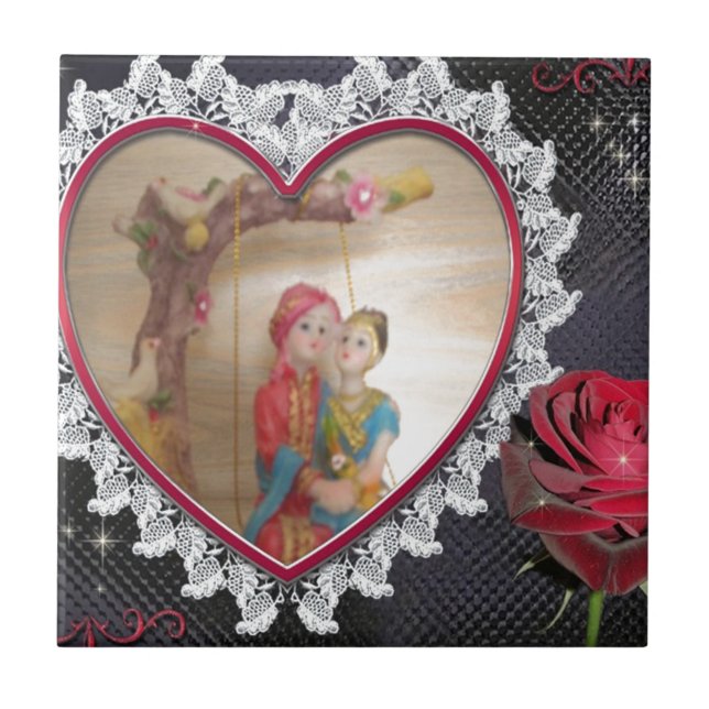 Asian Wedding Couple on Heart Swing Art Print/ Tile (Front)
