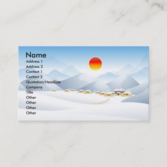 Asian Winter Sun Business Cards (Front)