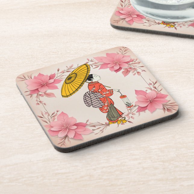 Asian Woman Beverage Coaster (Left Side)