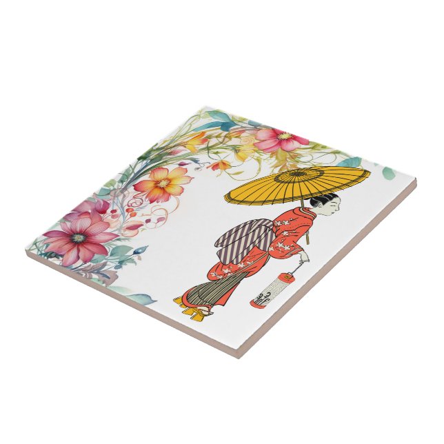 Asian Woman Ceramic Tile (Side)