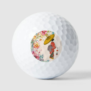Asian Woman Golf Ball
