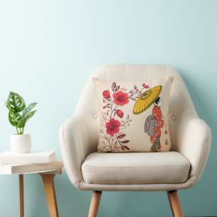 Asian Woman Throw Pillow