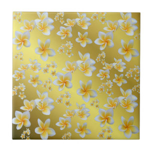 asian, yellow, white, bloom, bright, gold, floral ceramic tile