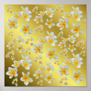 asian, yellow, white, bloom, bright, gold, floral poster